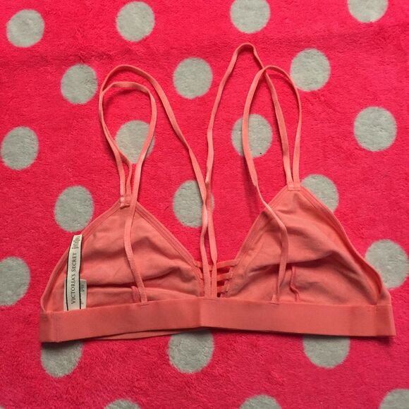 Victoria's Secret Strappy Triangle Bralette new VS Bra Coral - Picture 2 of 3